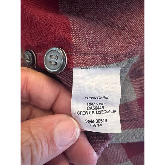 J Crew Shirt Flannel Womens Medium The Perfect Shirt Plaid Button Front Red Gray - Picture 6 of 10